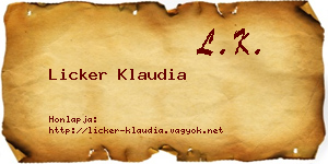 Licker Klaudia névjegykártya